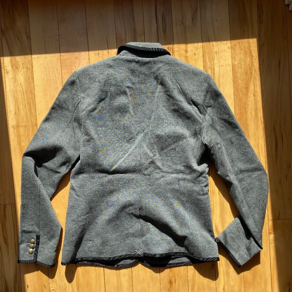 J. Crew Factory Tipped Knit Stretch Two‎ Button Gray Blazer Jacket